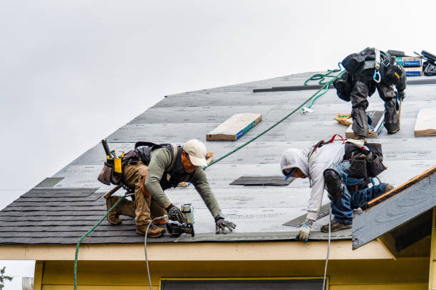 Professional Gutter Installation technician working in Greene, ME